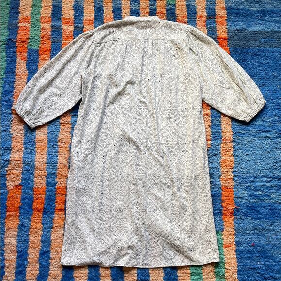 Umber & Ochre Samira Tunic Dress Sz L Natural Tile Block Boho Minimal Cotton - Picture 2 of 8